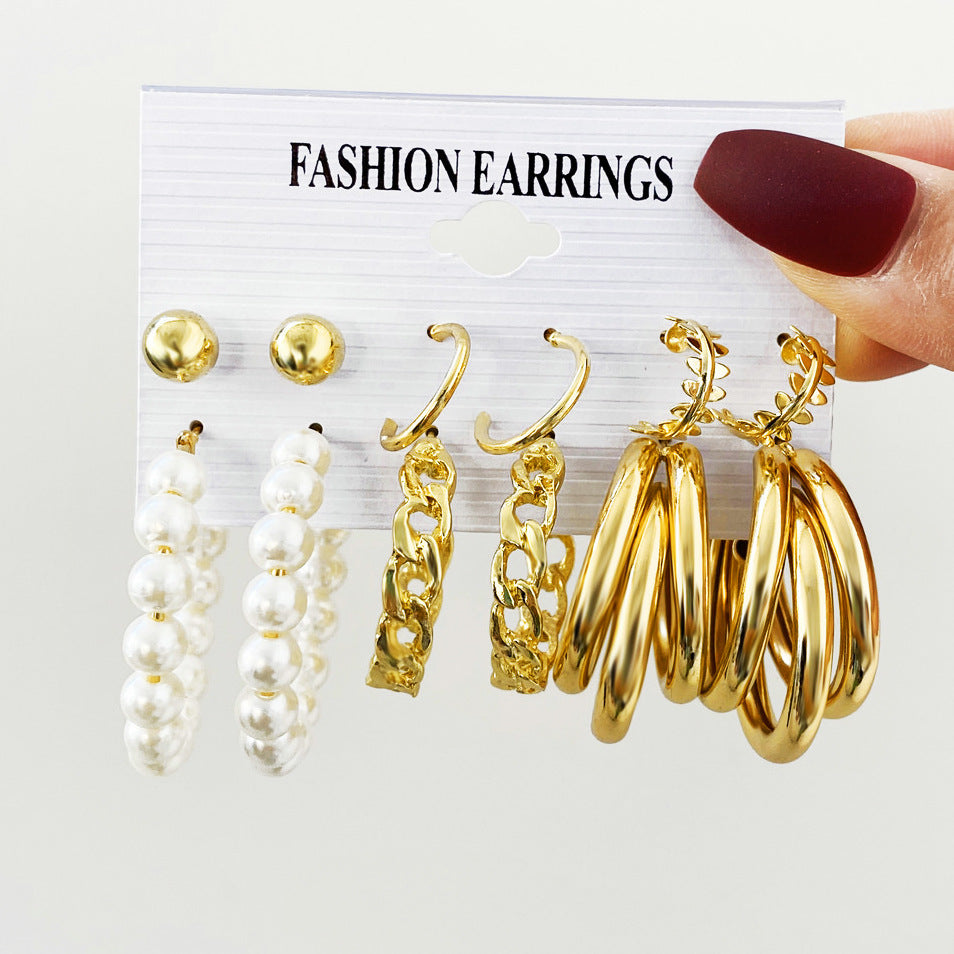 Damen Ohrringe Set mit elegantem Perl- und goldfarbenem Design Shop Nory