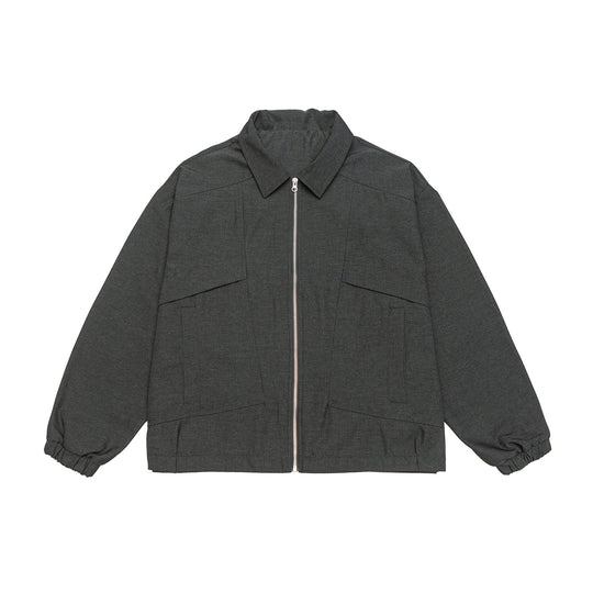 Unisex Kurzblouson im Boxy‑Cut mit Hemdkragen, sichtbarem Metallreißverschluss und Utility‑Pattentaschen Shop Nory