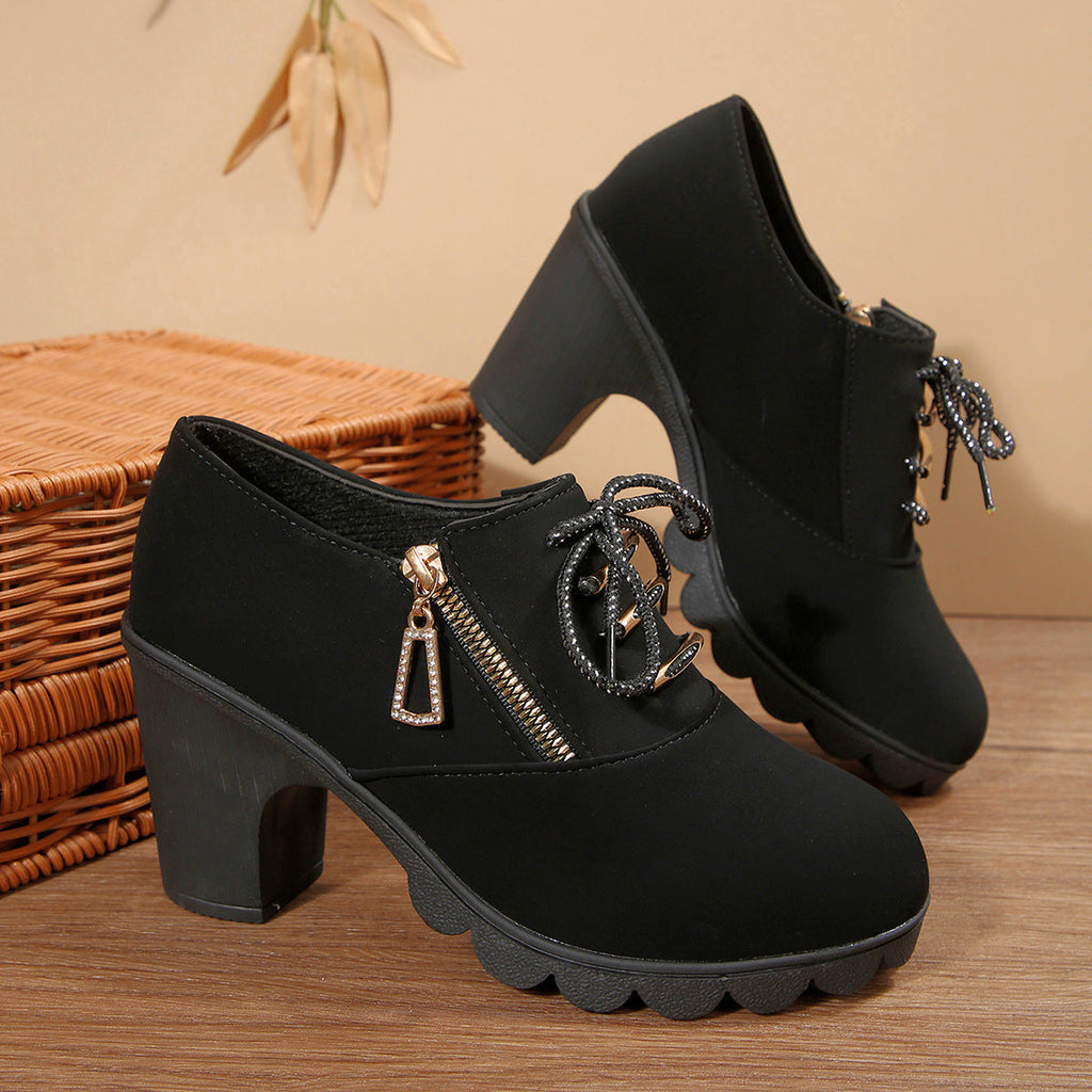 Damen Trendige Chelsea-Boots mit glattem Obermaterial und dekorativem Reißverschluss