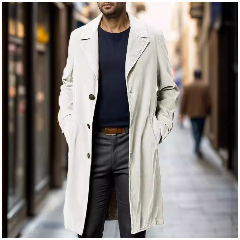 Herren eleganter Trenchcoat aus hochwertigem GewShopnorye mit praktischen Taschen