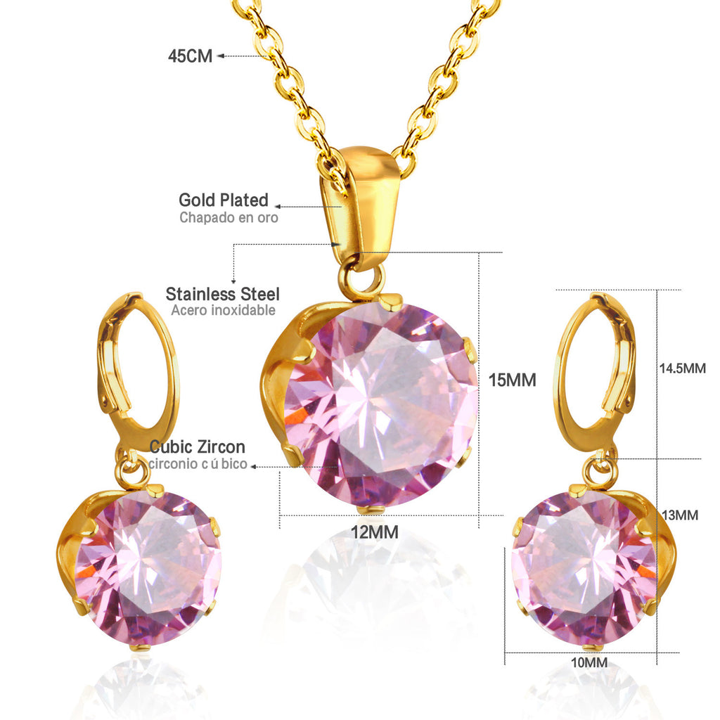 Damen Schmuckset mit funkelndem Zirkonia-Anhänger und Ohrringen aus hochwertigem Edelstahl Shop Nory