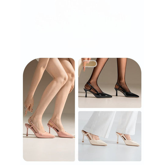 Damen Minimalistische spitz zulaufende Slingback-Pumps mit feinem Knöchelriemen und gepolstertem Komfortfußbett Shop Nory