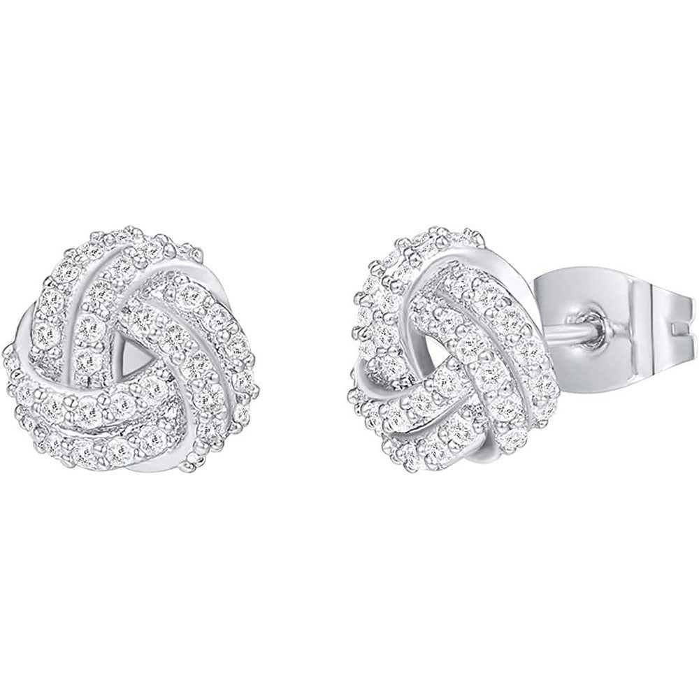 Damen Ohrstecker mit elegantem Knoten-Design und funkelnden Zirkonia Shop Nory