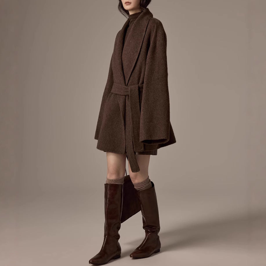 Damen Oversized Wollmantel mit Gürtel Shop Nory