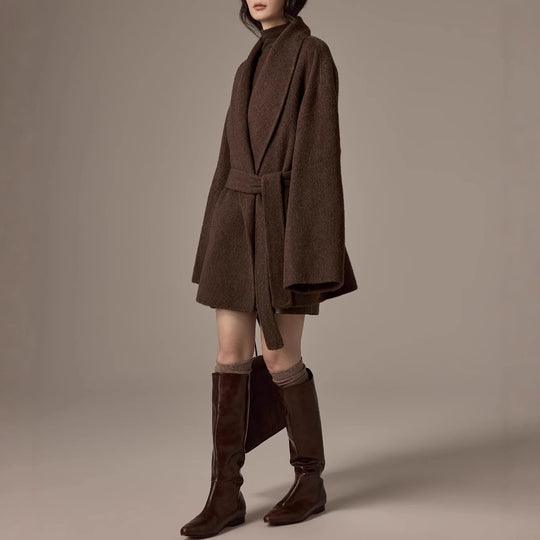 Damen Oversized Wollmantel mit Gürtel Shop Nory