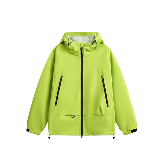 Damen Wasserdichte Softshell‑Regenjacke mit Kapuze, verstellbarem Saum und kontrastierenden Reißverschlüssen Shop Nory