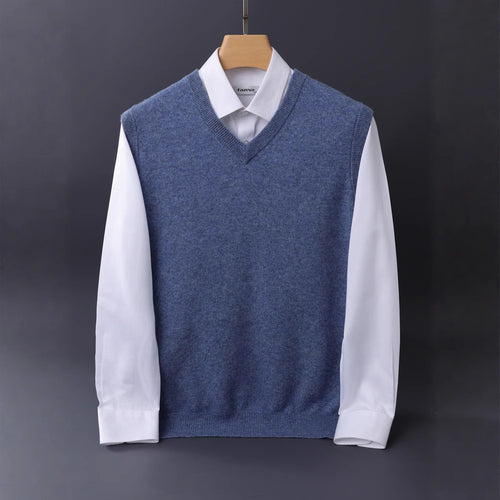 Herren Feine V‑Ausschnitt Strickweste aus Merino‑Blend mit geripptem Saum Shop Nory