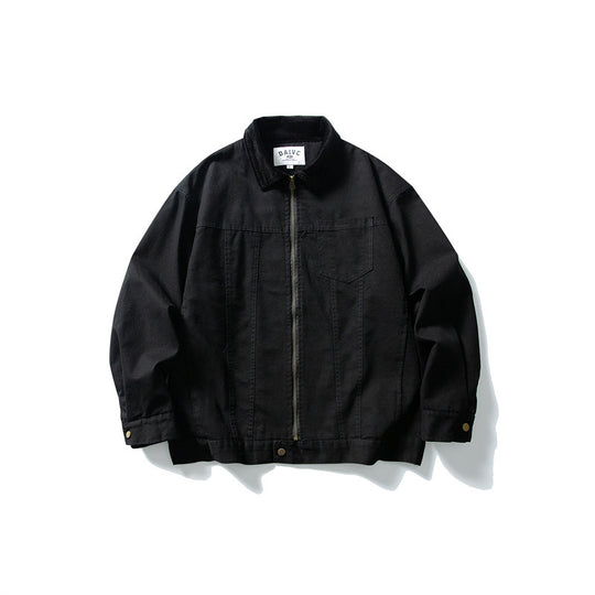 Herren Boxy-Canvas-Blousonjacke mit Cordkragen und durchgehendem Reißverschluss Shop Nory