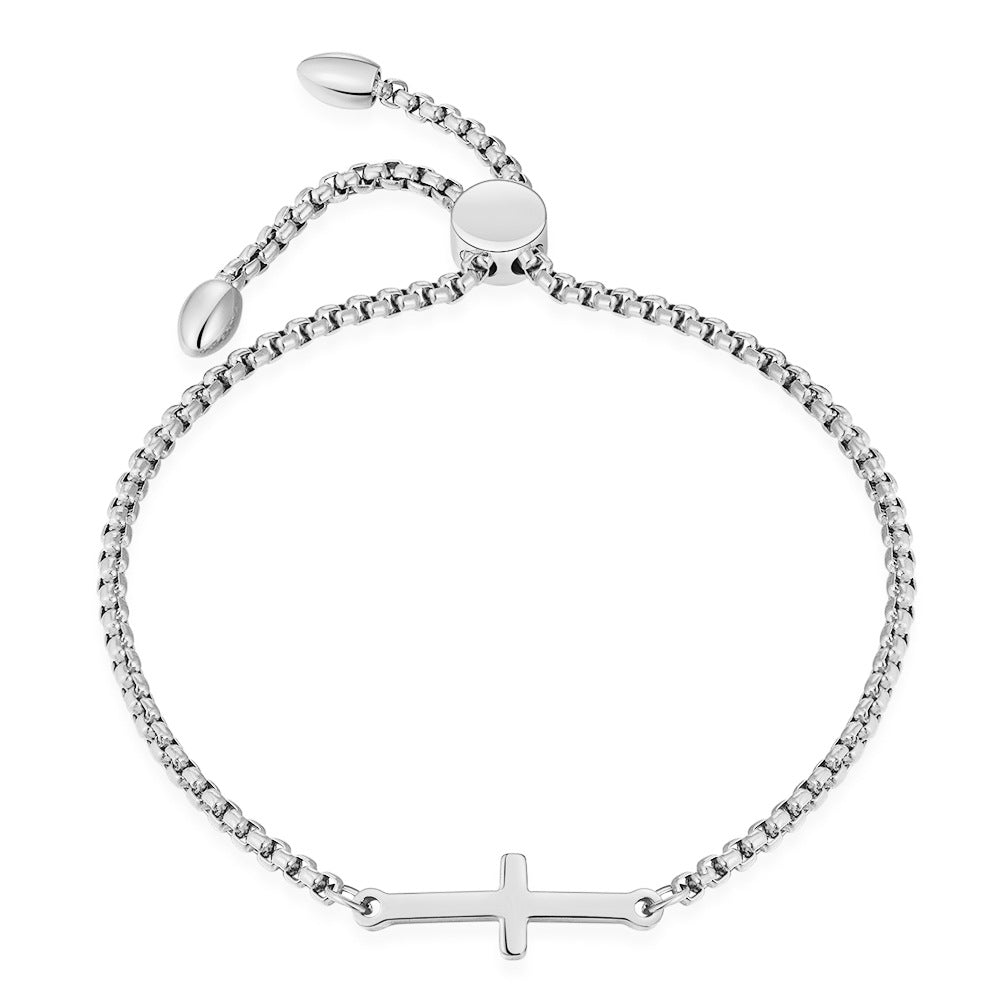 Damen Armband mit stilvollem Kreuzanhänger und verstellbarem Zugverschluss Shop Nory