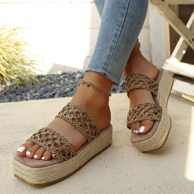 Damen Komfortable und geflochtene Wedge-Sandalen