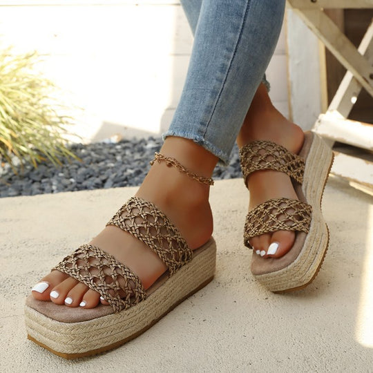 Damen Komfortable und geflochtene Wedge-Sandalen