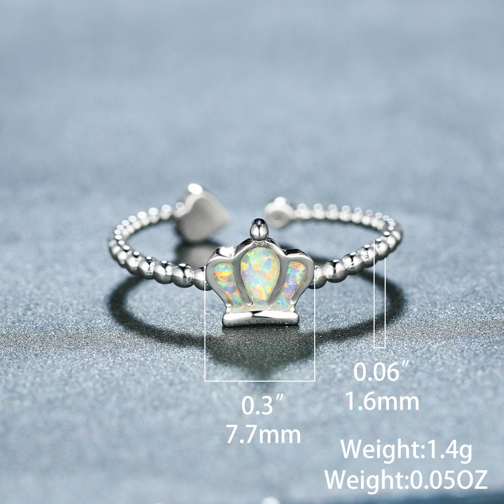Damen Ring mit Krone und opalisierendem Stein Shop Nory