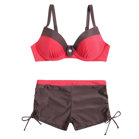 Damen Sportlicher Bikini mit elegantem Bustier und hochgeschnittenen Shorts