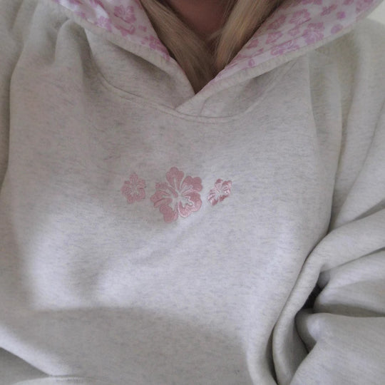 Damen Kapuzenpullover mit floralem Stickereien und bedrucktem Kapuzenfutter Shop Nory