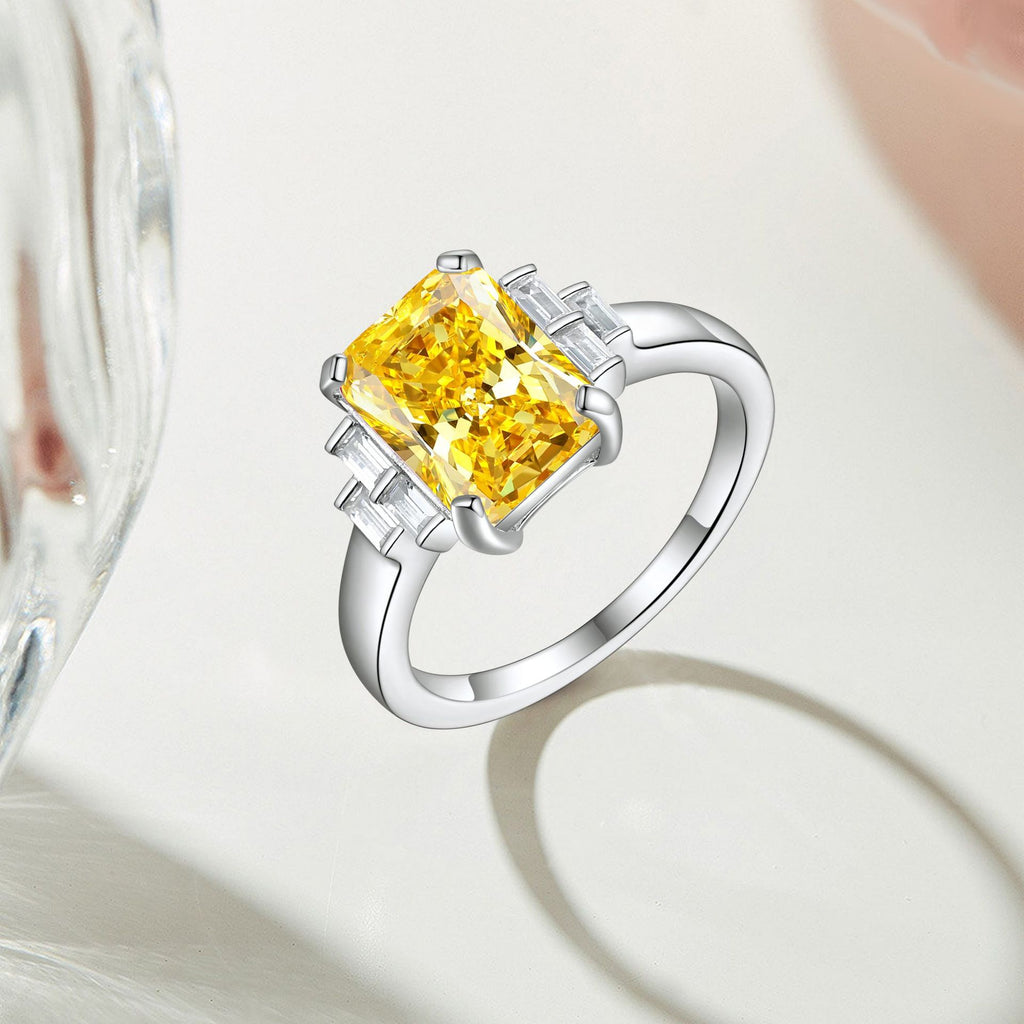 Damen Ring mit großem, rechteckigem Edelstein und funkelnden Akzenten Shop Nory