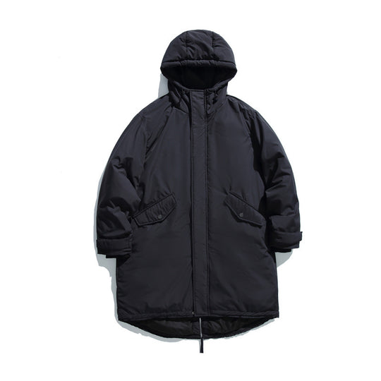 Unisex Wattierter langer Parka im Boxy-Cut mit Kapuze und Tunnelzugsaum Shop Nory