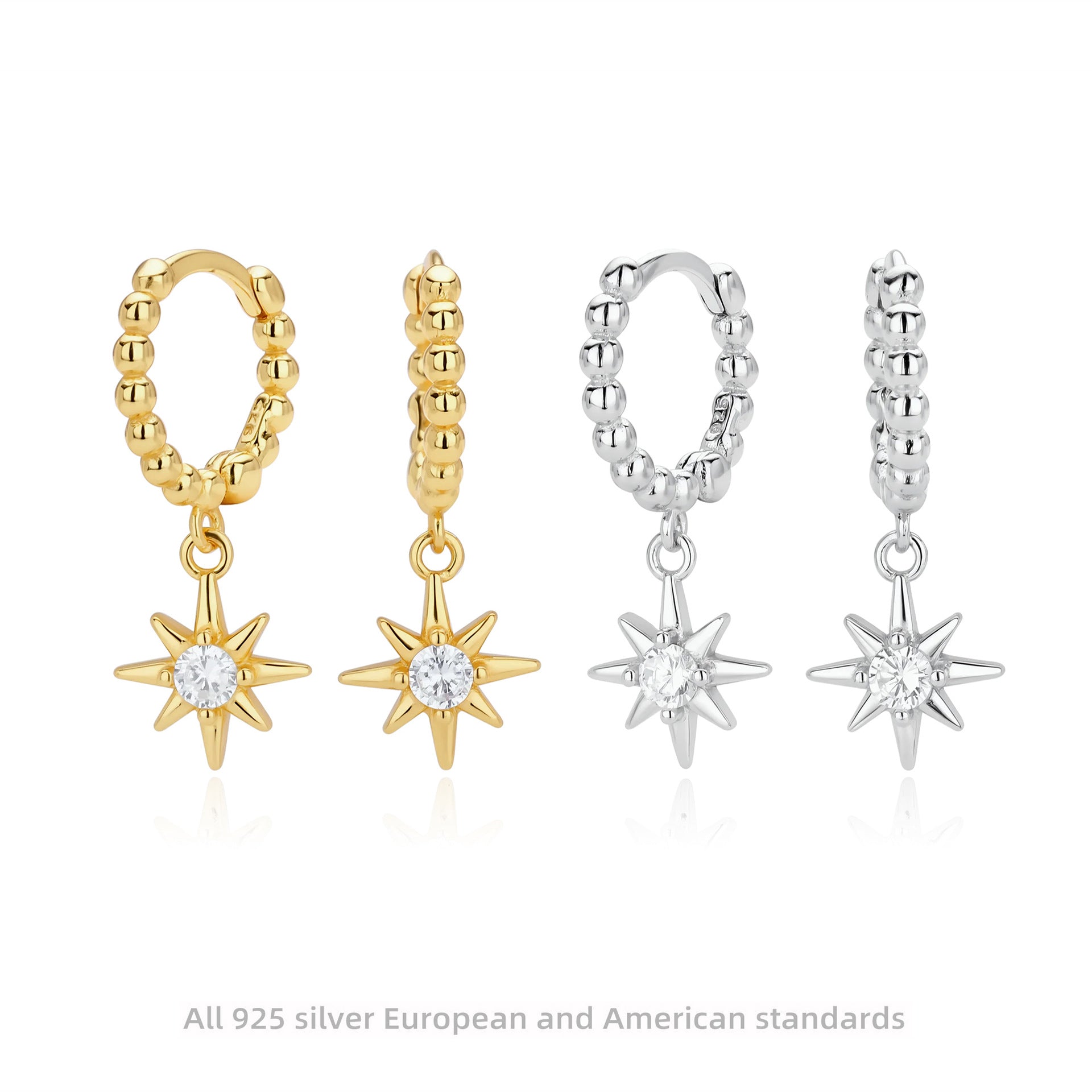 Damen Ohrhänger aus 925er Sterlingsilber mit funkelndem Zirkonanhänger Shop Nory
