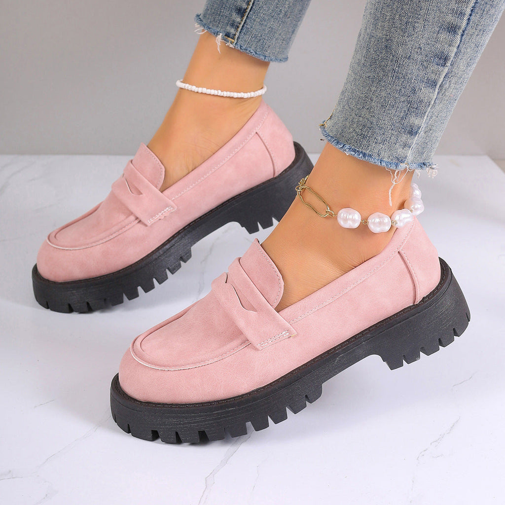 Damen Chunky Loafers mit rutschfester Gummisohle und modischem Obermaterial