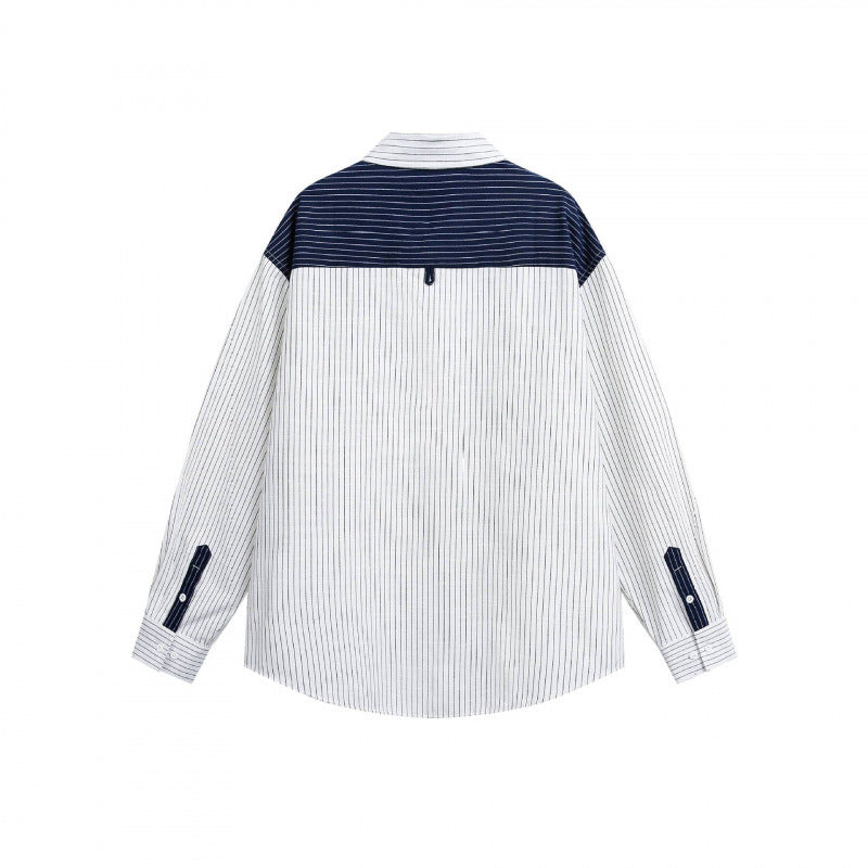 Unisex Oversize-Langarmhemd mit feinen Nadelstreifen und kontrastierter Schulterpaspel Shop Nory