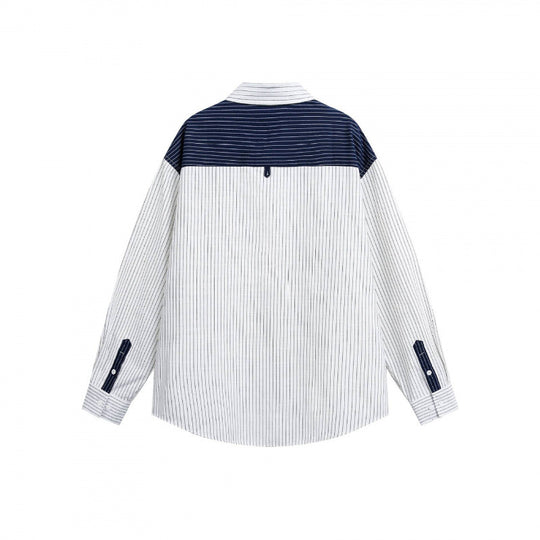 Unisex Oversize-Langarmhemd mit feinen Nadelstreifen und kontrastierter Schulterpaspel Shop Nory