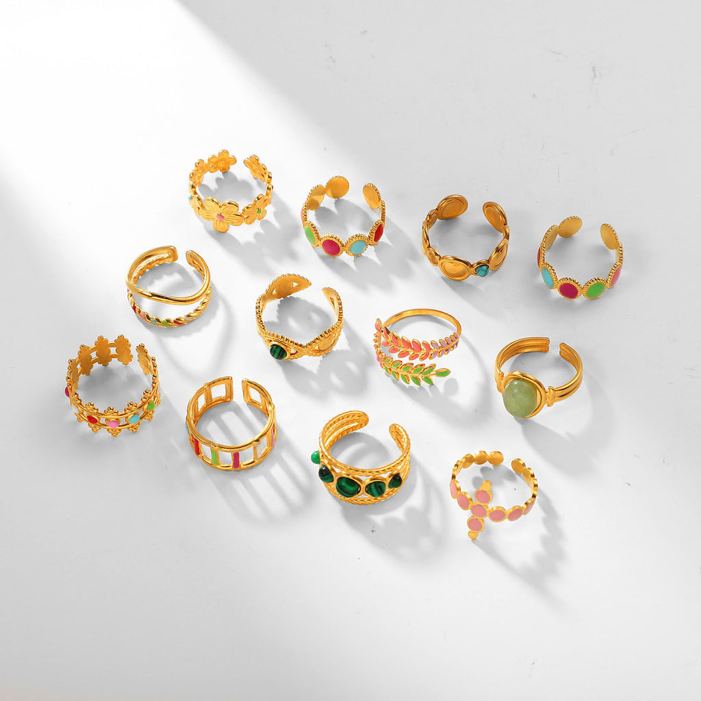 Damen Offenes Armband mit grünem Malachit-Design Shop Nory
