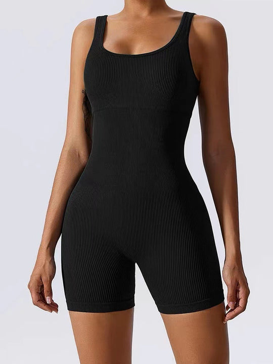 Damen Figurbetonter Sport-Bodysuit mit Rippstruktur