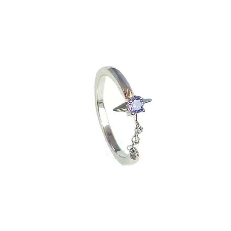 Damen Offener Ring mit beweglichem Anhänger und funkelndem Stein Shop Nory