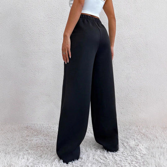 Damen nan weite Loungehose aus French Terry mit hohem Komfortbund, seitlichen Eingrifftaschen und fließendem Bein Shop Nory