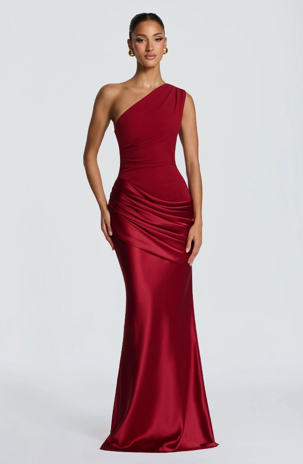 Damen Elegantes One-Shoulder Maxikleid mit raffinierten Drapierungsdetails