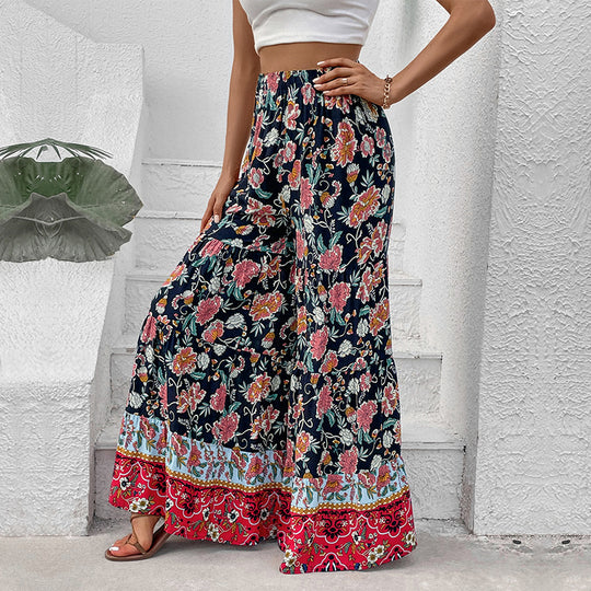 Damen Maxirock mit Stufen, elastischem Bund und floralem Boho-Print Shop Nory
