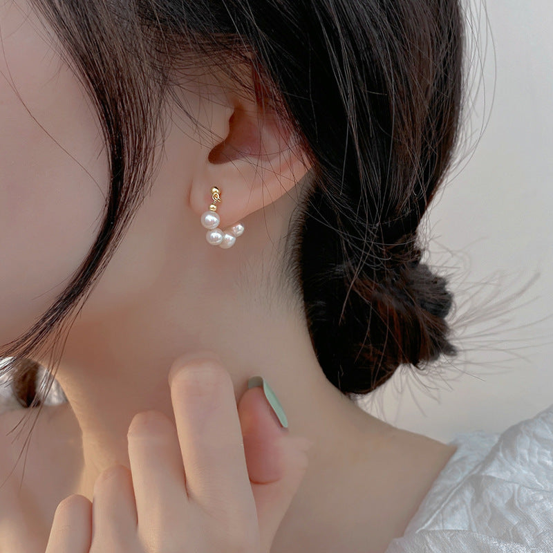 Damen Perlenohrringe mit elegantem Silberhoop Shop Nory