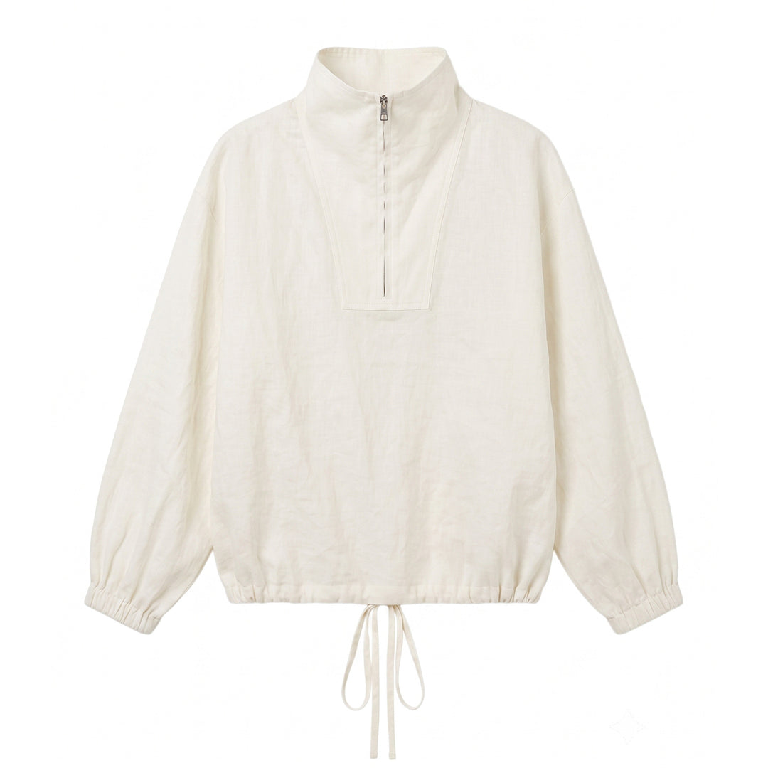 Damen Modische Langärmlige Bluse mit Stehkragen Shop Nory