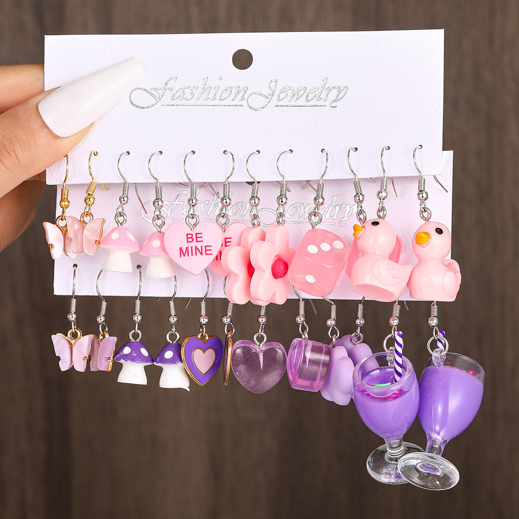 Damen Ohrringe-Set mit verspielten, bunten Anhängern Shop Nory