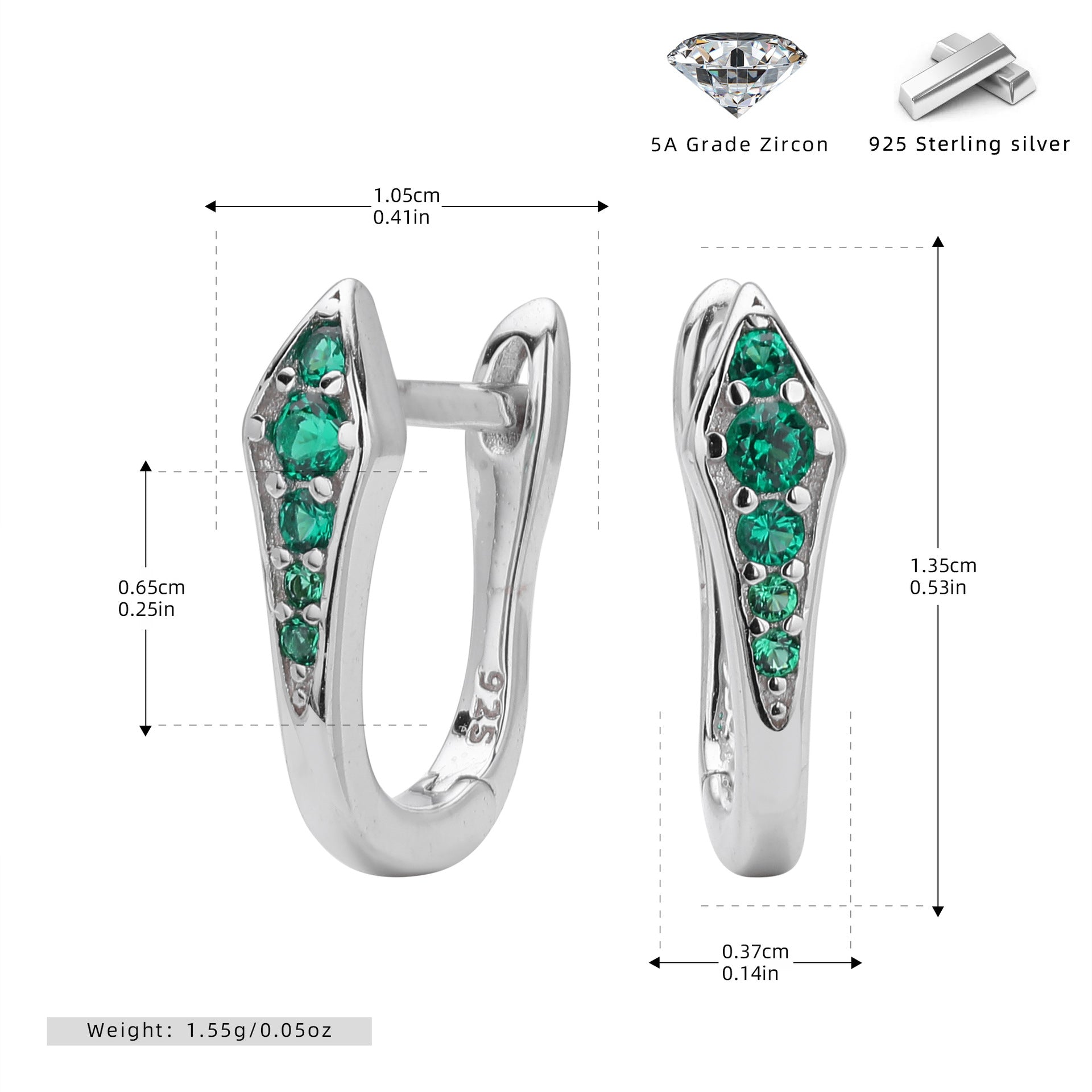 Damen Ohrstecker mit trendigem Design aus 925er Sterling Silber und funkelnden Zirkonia Shop Nory