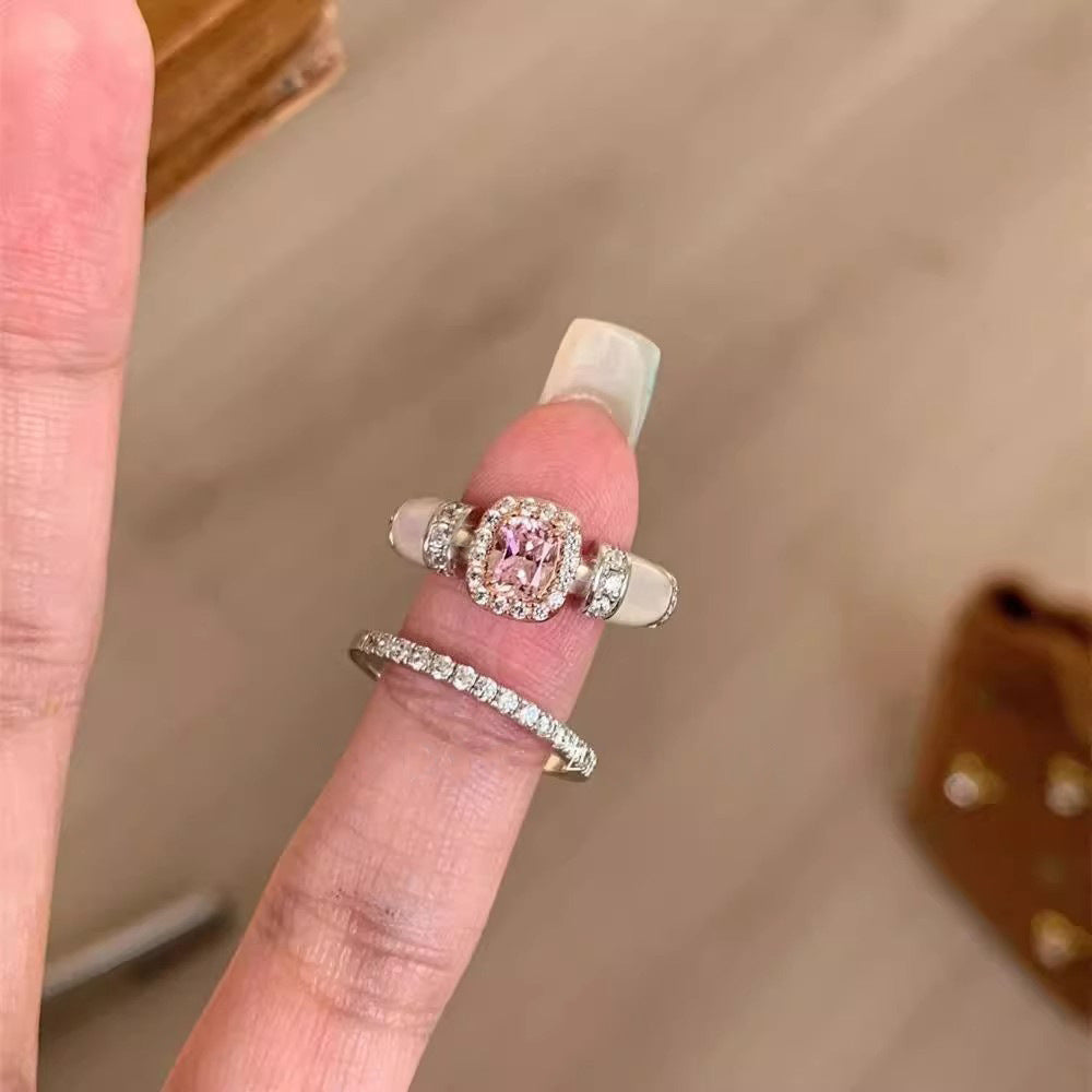 Damen Zierlicher Ring mit funkelndem rosa Stein und elegantem Design Shop Nory