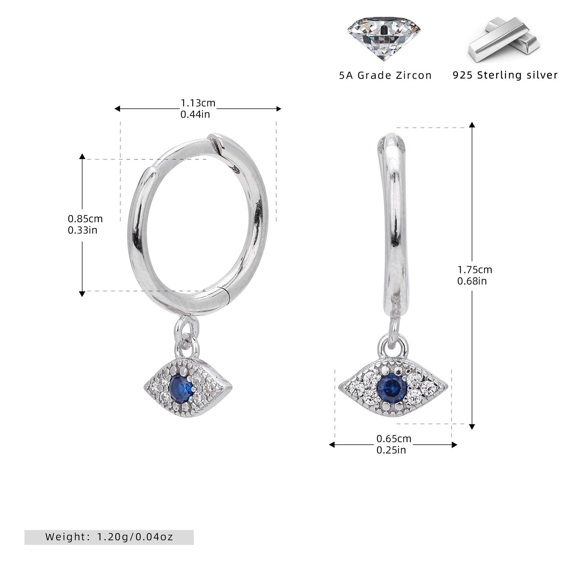Damen Ohrhänger mit schützendem Augenmotiv aus hochwertigem 925 Sterling Silber Shop Nory