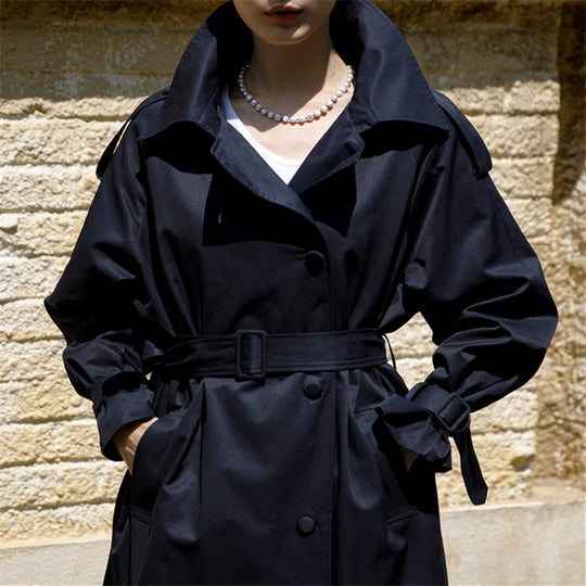 Damen Oversize-Trenchcoat mit weitem Rückensaum, Bindegürtel und Storm-Detail Shop Nory