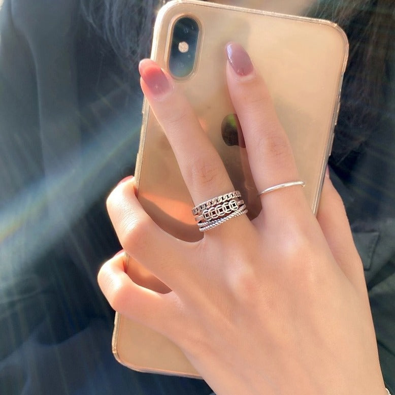 Damen Offener Ring mit hochwertigem Ketten- und Reliefdesign Shop Nory