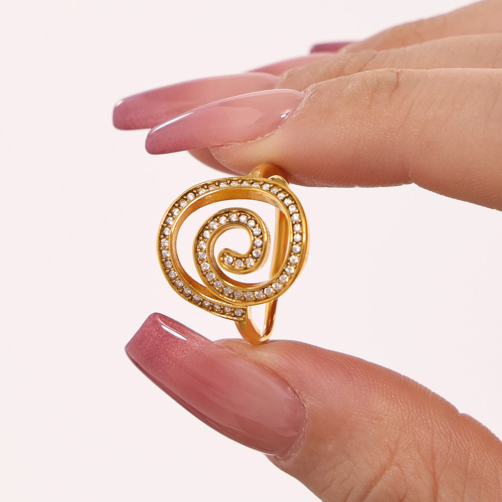 Damen Spiralring mit Zirkonbesatz und hochwertiger Edelstahl-Oberfläche Shop Nory