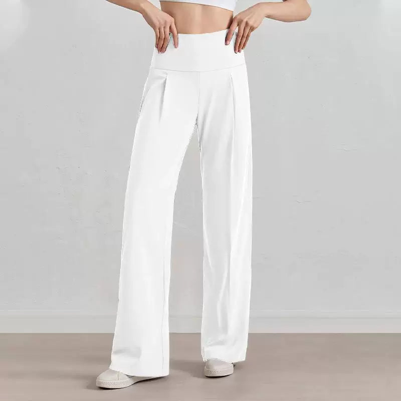 Damen Komfort-Faltenhose mit hohem Bund.