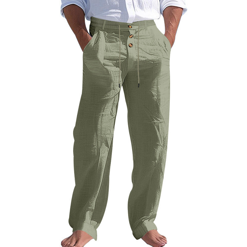 Herren lässige Hose mit hohem Bund und bequemen Taschen