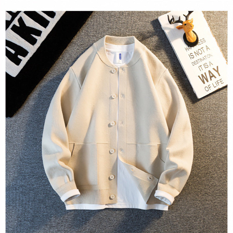 Unisex Feinstrick-Cardigan mit Rundhals, aufgesetzten Taschen und Rippbündchen Shop Nory