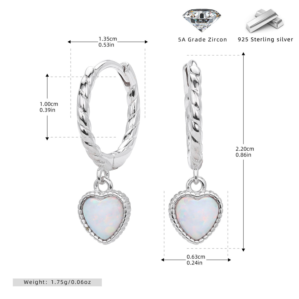 Damen Ohrhänger mit herzförmigem Opalanhänger und hochwertigem 925 Sterling Silber Shop Nory