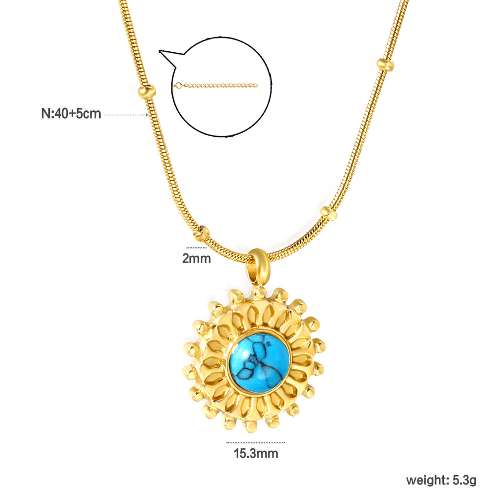 Damen Halskette mit kunstvollem Sonnenanhänger und verstellbarem Kettendesign Shop Nory