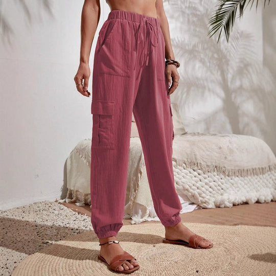 Damen Cargo-Jogginghose mit elastischem Bund, Kordelzug und aufgesetzten Taschen Shop Nory