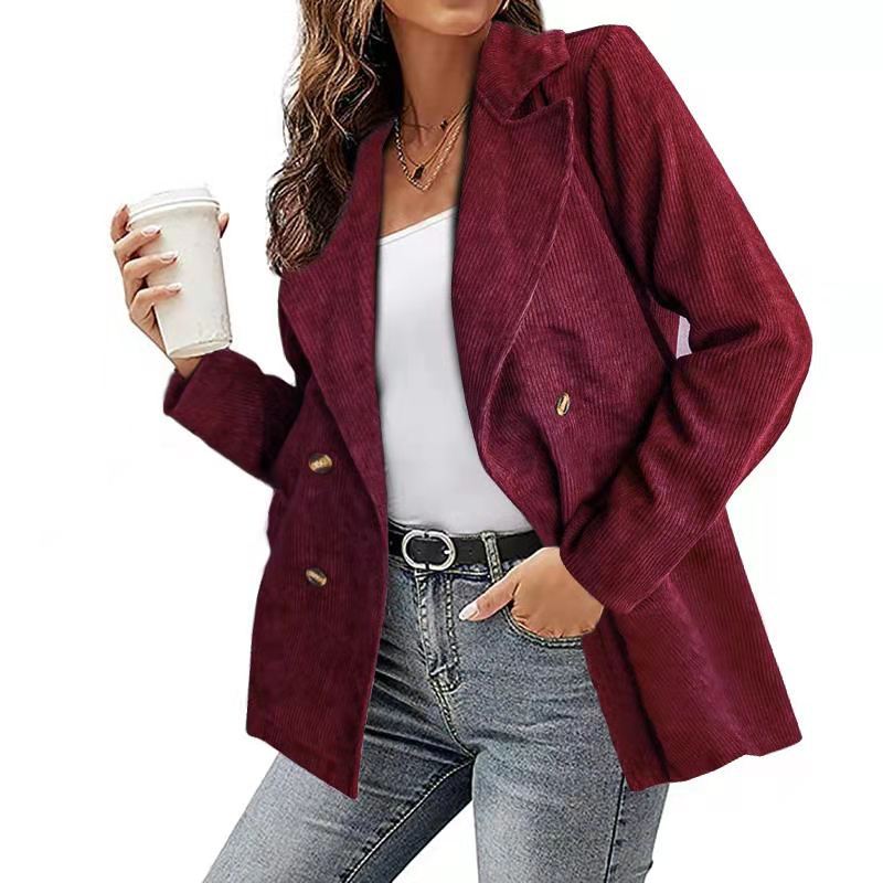 Damen Modernes Cordblazer mit lässigem Schnitt und praktischen Taschen