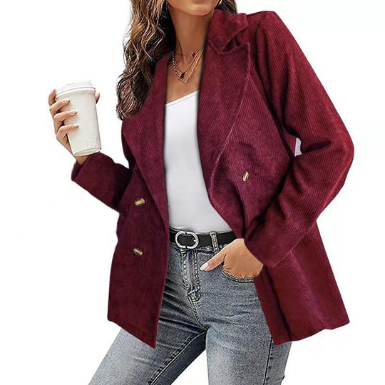 Damen Modernes Cordblazer mit lässigem Schnitt und praktischen Taschen