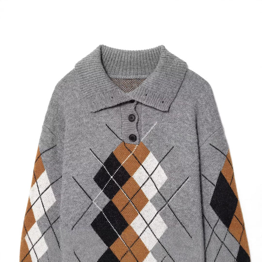 Damen Oversized Strickpullover mit Rautenmuster und Rollkragen Shop Nory