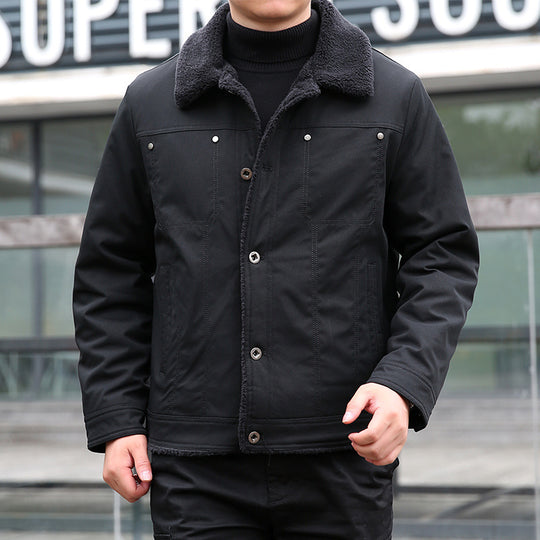 Herren Kurzjacke mit Teddyfutter und Umlegekragen, winddichte Übergangsjacke Shop Nory