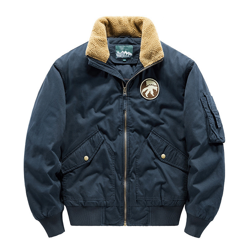 Herren Piloten-Bomberjacke mit Teddykragen, gesteppter Thermofütterung und Utility-Taschen Shop Nory